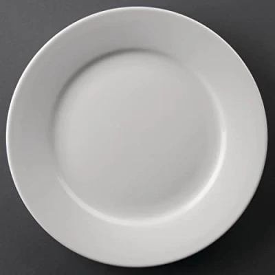 Image of Olympia Athena Wide Rimmed Plates 228 mm/9 inch (Pack of 12), White Porcelain, Dinner Plate Set, Restaurant Tableware, Dinnerware Microwave, Oven &amp; Dishwasher Safe, CC208