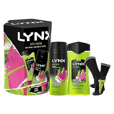 Image of LYNX Epic Fresh Duo &amp; Socks Deodorant Gift Set Body Wash Spray perfect for his daily routine 2 piece