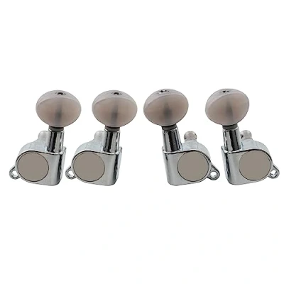 Image of Musiclily 2R2L Sealed Ukulele Tuners Tuning Pegs Keys Machine Heads Set,Chrome with White Pearl Button