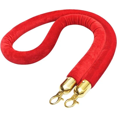 Image of vidaXL Stanchion Stand Rope Red and Golden Velvet