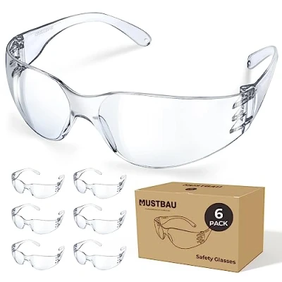 Image of MUSTBAU Industrial Safety Glasses Lightweight Goggles, Anti Splash, Fog, UV Protection, Eye Protective for Indoor and Outdoor, EN166