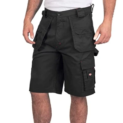 Image of Lee Cooper Workwear LCSHO810 Mens Durable Woven Flexible Comfortable Work Safety Cargo Shorts, Black, 32W