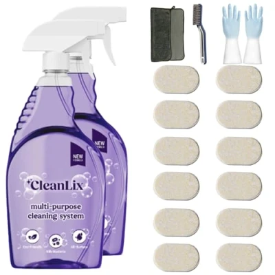 Image of Cleanlix Cleaning Spray, Cleaner for Instant Stain Removal, All Purpose Spray with Tablets, The in One Solution Every (Lemon*12,2 Bottle)
