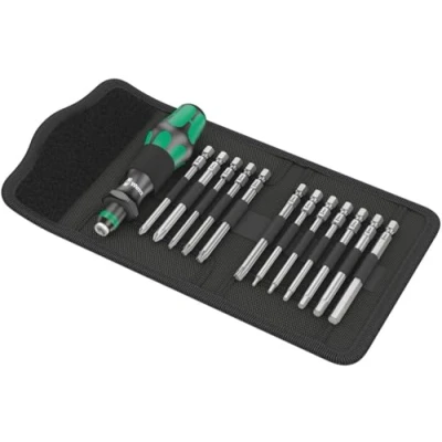 Image of Wera Unisex&#039;s Bicycle 2, Kraftform Kompakt Interchangeable Screwdriver Set 05004171001 Universal Tool 13 Pieces, Black, 13pc