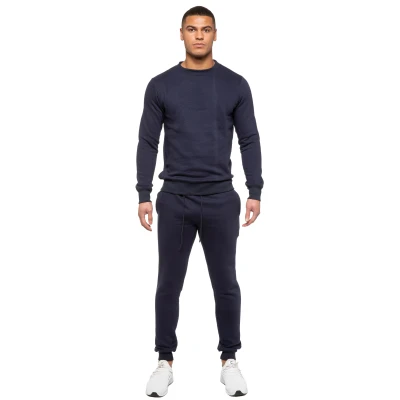 Image of BRAND KRUZE Mens Crew Neck Long Sleeve TRACKSUIT Set Sweatshirt and Joggers KZMS138 NVY M