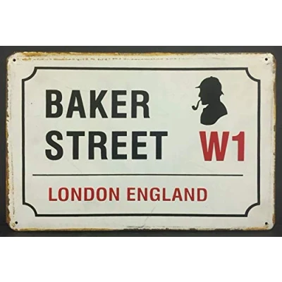 Image of Inga Baker Street W1 Big Vintage Retro Metal London Sign Home Decor Sign/Retro Plaque 8X12 inch