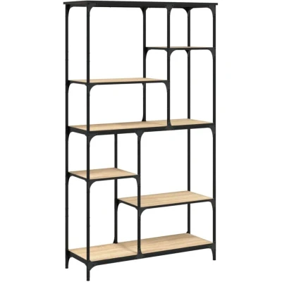 Image of vidaXL Bookshelf Sonoma Oak 99x35.5x176 cm Engineered Wood and Steel