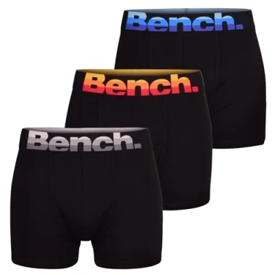Image of Bench 3 Pack Mens Designer Boxers Underwear Trunks Boxer Shorts Underpants Gift Set Black XL