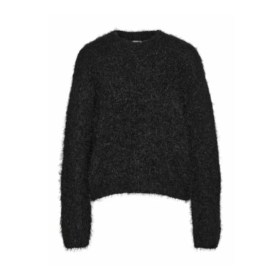 Image of Noisy may Women&#039;s Nmsassy L/S O Neck Knit FWD Noos Pullover Sweater, Black (Black 2), XS