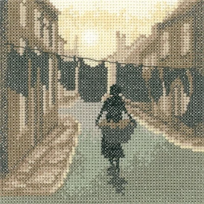 Image of Heritage Crafts Silhouette Cross Stitch Kit Wash Day (Aida)