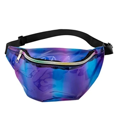 Image of One BFD Fanny Pack Waist Bumbag Bum Bag Running Belt for Ladies Men Kids Festival Causal Holiday Wipe Clean Adjustable Strap (Transparent Blue Bumbag)