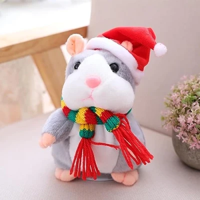 Image of Duqulle Talking Hamster Plush Toys For Kids,Repeats What You Say Animal Toy, Electronic With Santa Hat,Interactive Recording Toy,Christmas Bag Fillers Kids