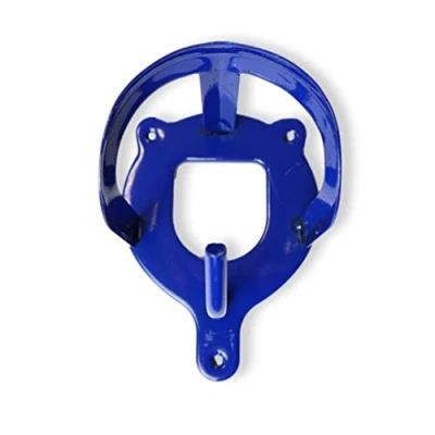 Image of Snaffle Holder for Horses, Riding Stable, Saddle Chamber with Additional Hooks, Hanging Bridle Headcollar Bit Metal in Red and Black (Blue)