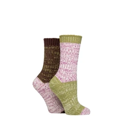 Image of Women&#039;s 2 Pair SOCKSHOP Velvet Soft Chunky Rib Boot Socks Wild Terrain 4 8