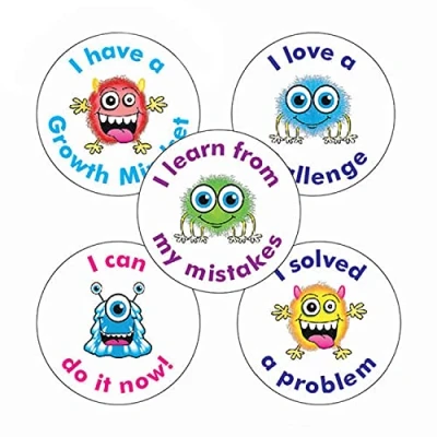 Image of 300 Growth Mindset Jelly Bean Scented Sticker Value Pack Childrens Pupils School Praise Teachers Reward Motivational Stickers 25mm Primary Teaching Services