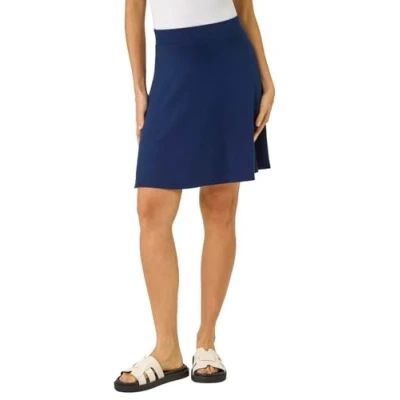 Image of Roman Pull On Stretch Jersey Skater Skirt for Women UK Ladies Spring Elasticated Waist Summer Holiday Office Work Vacation Soft Desk to Dinner Everyday Navy Size 10
