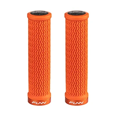 Image of Funn Holeshot Mountain Bike Grips With Single Lock On Clamp, Lightweight And Ergonomic Handle 22 mm Inner Diameter, Hardened End Bicycle Handlebar For MTB/BMX (Orange)