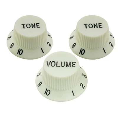 Image of Musiclily Pro Metric Size 18 Splines 1 Volume 2 Tone Strat Style Knobs Set for Asia Import Guitar Bass Split Shaft Pots,Mint Green