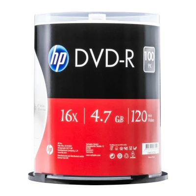 Image of HP DVD R Blank Silver Surface 100 Spindle 4.7 GB