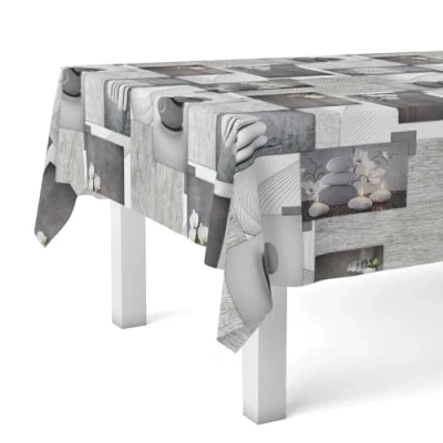 Image of Martina Home Zen Stones Single Oilcloth Tablecloth 300 x 140 cm
