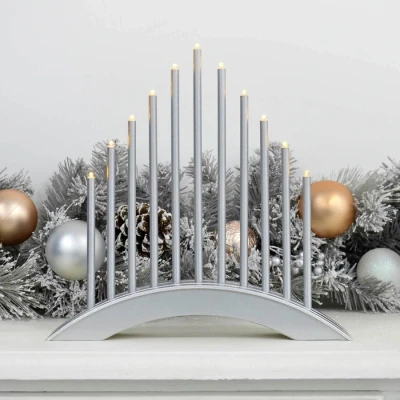 Image of Mr Crimbo 11 Light Candle Bridge LED Christmas Decoration Arch 30cm Rose Gold