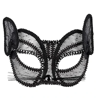 Image of Boland 23686 00202 Tips Eye Mask Cat de Luxe Costume One Size