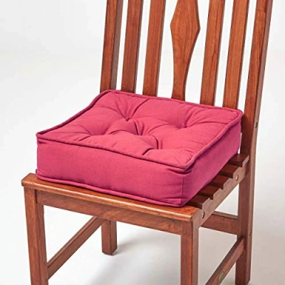 Image of HOMESCAPES Red Dining Chair Booster Cushion Large Firm 40 cm Square Seat Pad with Supportive 10 Thick Lift Luxury Soft Touch Cotton For The Elderly, Post Operative and Pregnancy