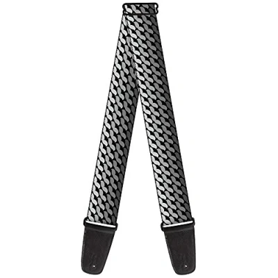 Image of Buckle Down GS W33911 &quot;Mustache Monogram Black/Grays&quot; Guitar Strap