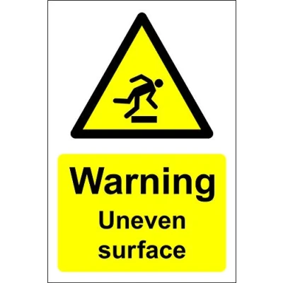 Image of Warning uneven surface Safety sign Self adhesive sticker 200mm x 150mm