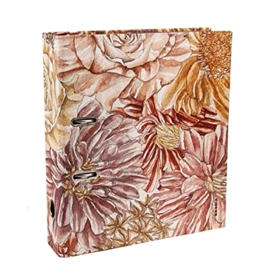 Image of RHODIA 120025C Lever Arch File A4 (7cm Spine) Saddle Stitching Faux Leather Exterior Botanical Orange Collection