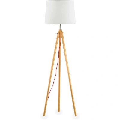 Image of York 1 Light Floor Lamp Wood, E27