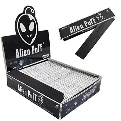Image of Black papers, Rolling Papers with tips, 25 packs 110mm kingsizeslim blak Natural Arabic Gum &amp; Slow Burning