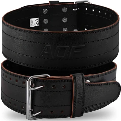 Image of AQF Weightlifting Belt for Men &amp; Women 6mm Thick 100% Genuine Leather Gym Weight Lifting, Powerlifting, Strength Training, Squat, Deadlift Workout, Bodybuilding (Black, S)
