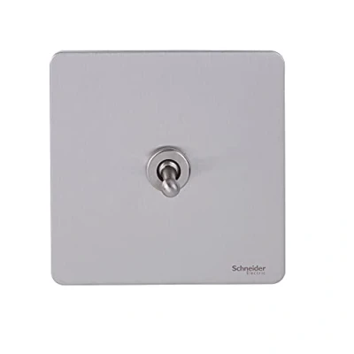 Image of Schneider Electric Ultimate Screwless Flat Plate GU1414TSS 1 gang intermediate toggle switch 16AX stainless steel (pack of 1)