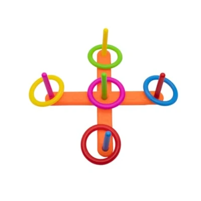 Image of ADEPTNA Multicolour Plastic Garden Quoits Hoop Ring Toss Game for Kids Children Family Outdoor Indoor Fun Activity Games