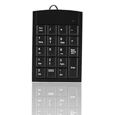 Image of Wired USB Numeric Keypad with 18 Keys Slim Mini Number Pad for Windows 7/8 / 9/10, LINUX, Android, IOS