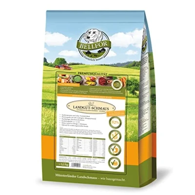 Image of Bellfor Hypoallergenic Dog Food with insects Landgut Schmaus 2,5 kg. Grain Free Dry for Dogs Sensitive Stomachs. Food, Rich in Omega 3 and Prebiotics