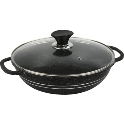 Image of Lavv Housewares Premium Diecast Karahi Non Stick Ceramic Induction Wok with Lid (28cm)