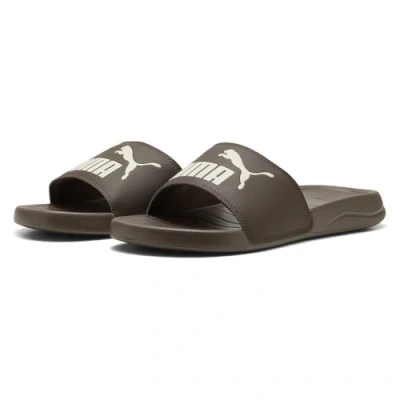 Image of PUMA Unisex Popcat 20 Slide Sandal, Flat Bronze Alpine Snow, 7 UK