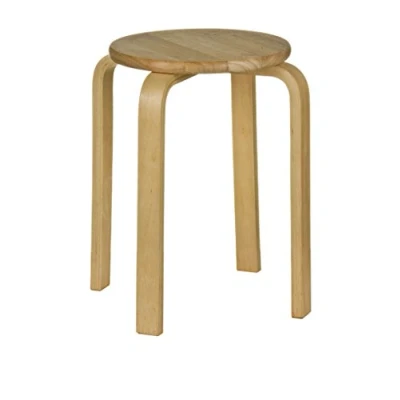 Image of Premier Housewares Wooden Stool Small Stacking Stools Tropical Hevea Wood Anti Fungal 44 X 37 Cm