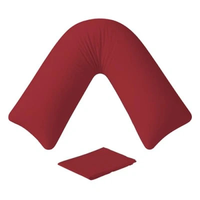 Image of EGYPTO Orthopaedic V Pillow with pillowcase Soft &amp; Breathable Anti Allergy Shaped Pillows for Neck Back Support Nursing, Pregnancy Post Surgery Triangle (Red)