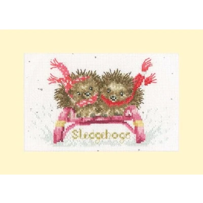 Image of Bothy Threads Counted Cross Stitch Kit Christmas Card Sledgehogs