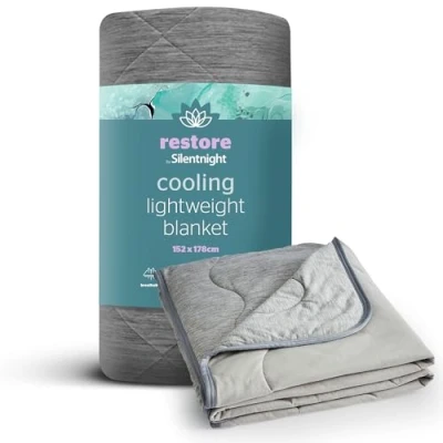 Image of Silentnight Restore Cooling Blanket Lightweight Cool for Night Sweats Hot Flushes Menopause Ideal Summer Throw Sofa and Bed Breathable Comfortable 152 x 178cm