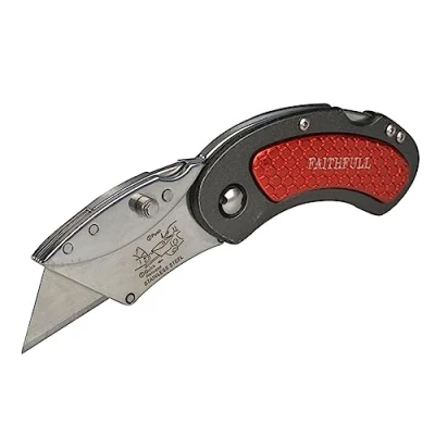 Image of Faithfull FAITKUTILITY Folding Lock Back Utility Knife, Red, Gold Or Silver (Random)