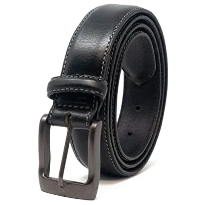 Image of Ashford Ridge Mens 32mm Full Leather Suit Trouser Belt Black XXL (44&quot; 48&quot; Waist)