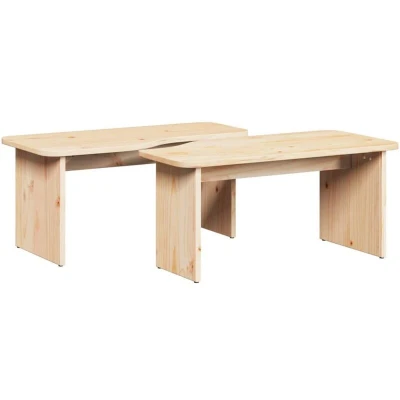 Image of vidaXL Coffee Table 2 pcs Natural Solid pine wood