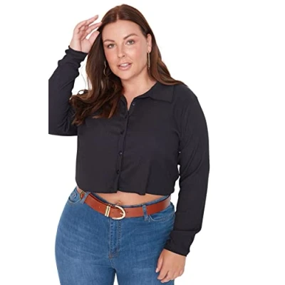 Image of Trendyol Plus Size Blouse Navy Blue Regular