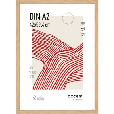 Image of accent by nielsen Scandic Photo Frame, A2, 42x59.4cm Solid Oak Wooden Picture Frame with Protective Float Glass