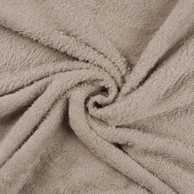 Image of Soft Bamboo Terry Towelling Fabric Material Taupe, 1Mtr 150cm x 100cm
