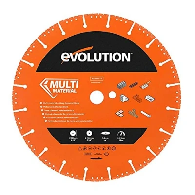 Image of Evolution Power Tools MD300SEG CS Multi Material Diamond Blade for Disc Cutters Segmented Rim Removes Debris From Cut Ideal Cutting Metal, Brick, Tiles and Plastic, 300 mm